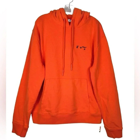 Off-White Virgil Abloh Black Logo Hand Signs Orange Hoodie XL Deadstock 2013 - Picture 1 of 16